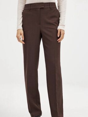 Tailored Straight-Leg Women's Trousers in Dark Brown